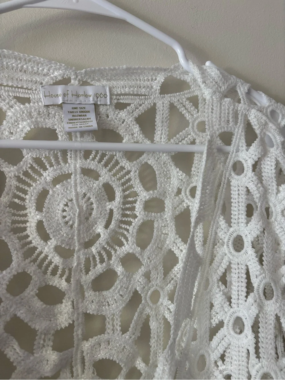 House of Harlow 1960 White Crochet Beach Cover Up Boho Cottagecore Coastal